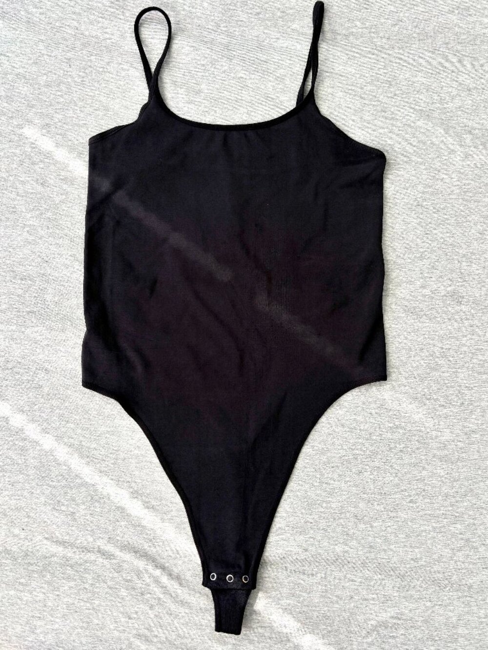 Vintage Victoria Secret Bodysuit Womens L Black Gold Tag Tactel Nylon Thong Y2K